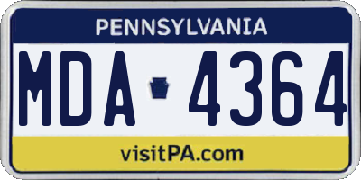 PA license plate MDA4364