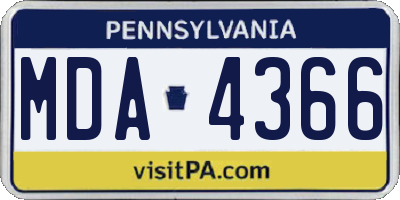PA license plate MDA4366
