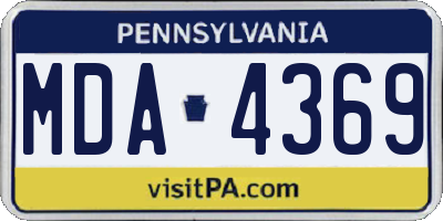 PA license plate MDA4369