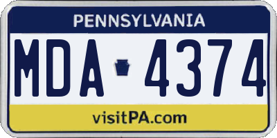 PA license plate MDA4374