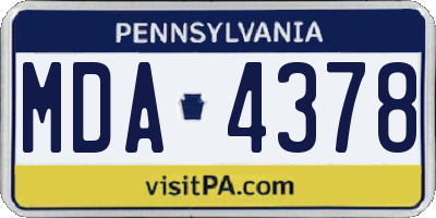 PA license plate MDA4378