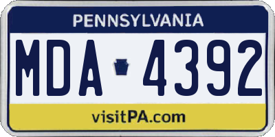 PA license plate MDA4392