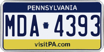PA license plate MDA4393