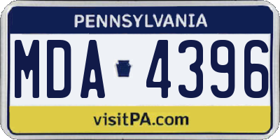 PA license plate MDA4396