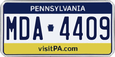 PA license plate MDA4409