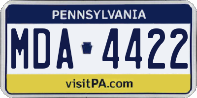PA license plate MDA4422