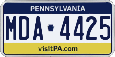 PA license plate MDA4425