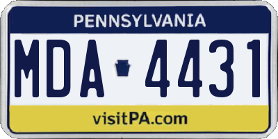 PA license plate MDA4431