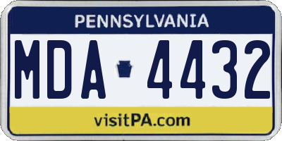 PA license plate MDA4432