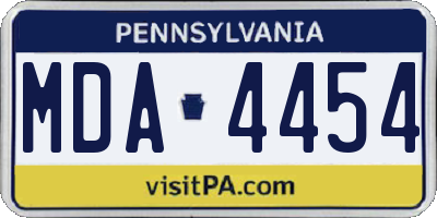 PA license plate MDA4454