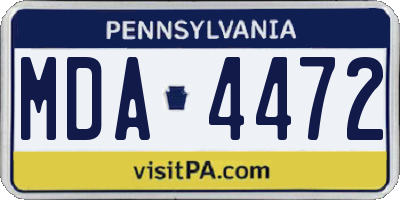 PA license plate MDA4472