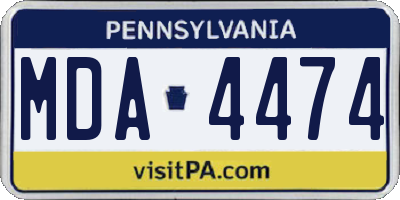 PA license plate MDA4474