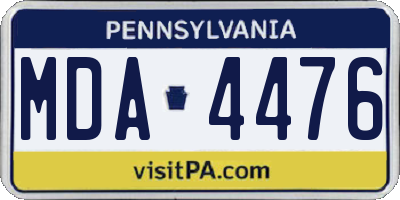 PA license plate MDA4476