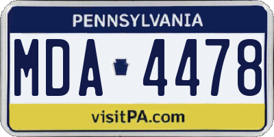 PA license plate MDA4478