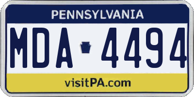 PA license plate MDA4494