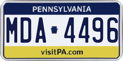 PA license plate MDA4496
