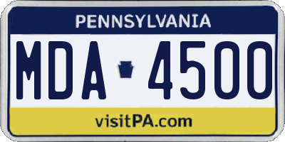 PA license plate MDA4500