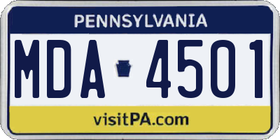 PA license plate MDA4501