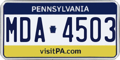 PA license plate MDA4503
