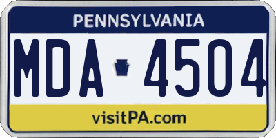 PA license plate MDA4504
