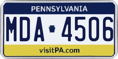 PA license plate MDA4506