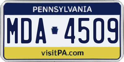 PA license plate MDA4509