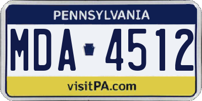 PA license plate MDA4512