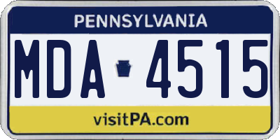 PA license plate MDA4515