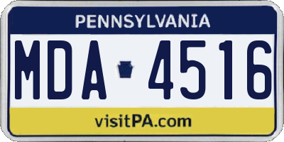 PA license plate MDA4516
