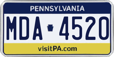 PA license plate MDA4520