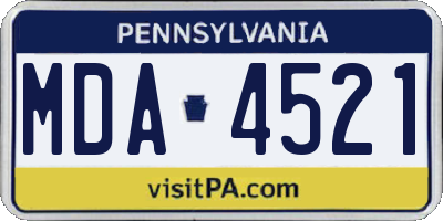 PA license plate MDA4521