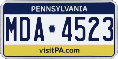 PA license plate MDA4523