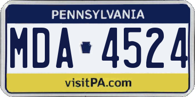 PA license plate MDA4524