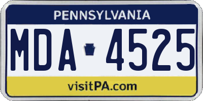 PA license plate MDA4525