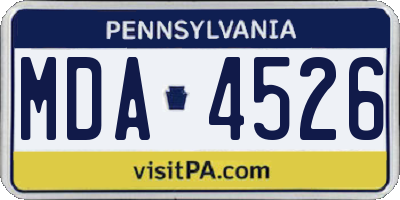 PA license plate MDA4526