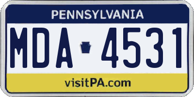 PA license plate MDA4531