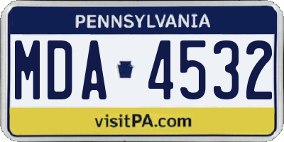 PA license plate MDA4532