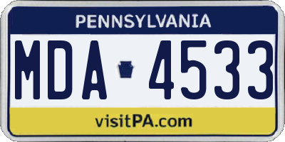 PA license plate MDA4533