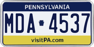 PA license plate MDA4537