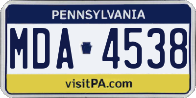 PA license plate MDA4538