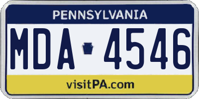 PA license plate MDA4546