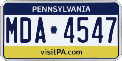 PA license plate MDA4547