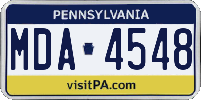 PA license plate MDA4548