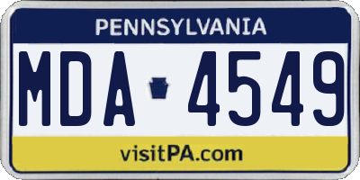 PA license plate MDA4549