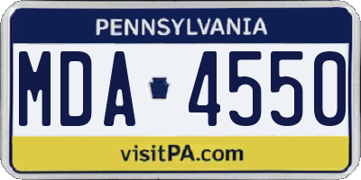 PA license plate MDA4550