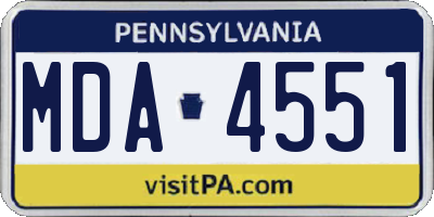 PA license plate MDA4551