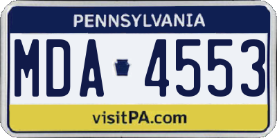 PA license plate MDA4553
