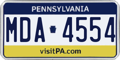 PA license plate MDA4554