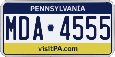 PA license plate MDA4555