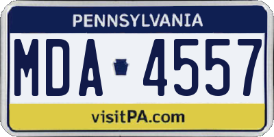 PA license plate MDA4557